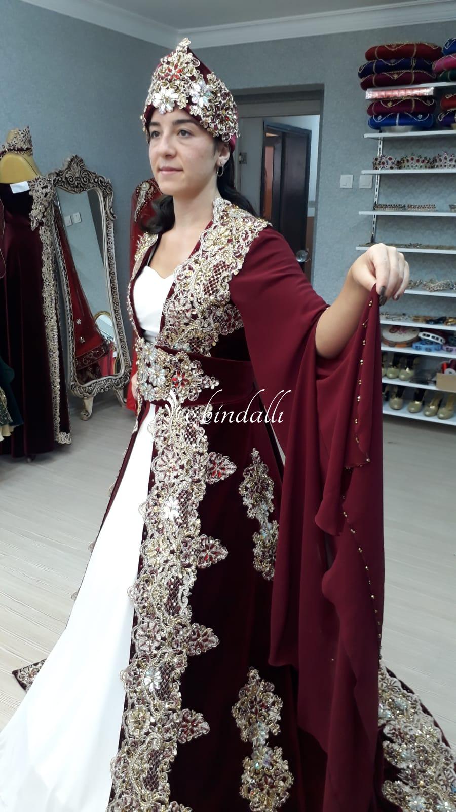 Kiralık Bordo Kadife 44 - 48 Beden Büyük Bindallı 