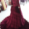 Kiralık Bordo Kadife Altın Renk Dantelli Bindallı 36 - 38 Beden