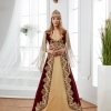 P&uuml;sk&uuml;l Kol Burgu İşlemeli Bordo Kaftan