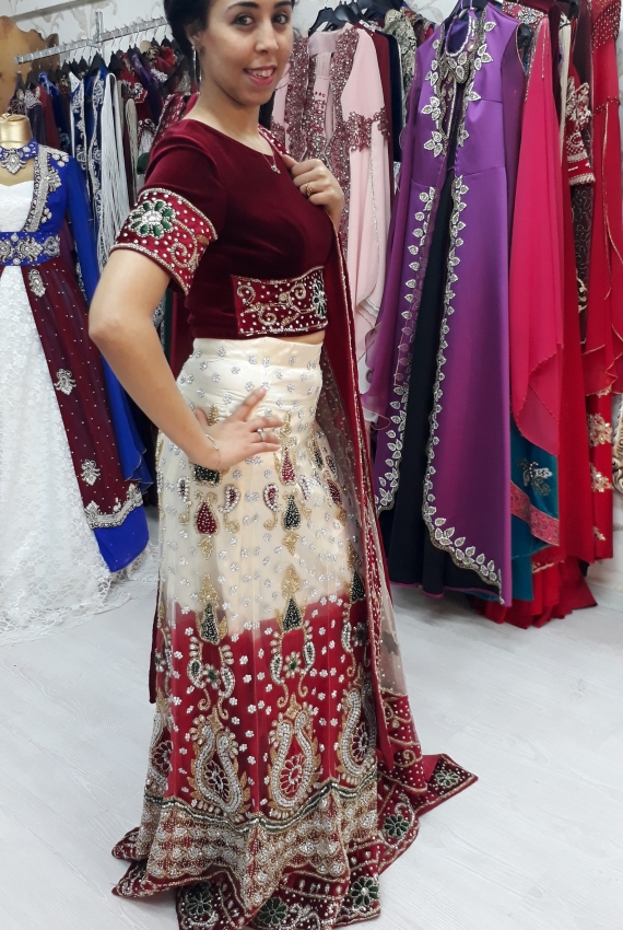 Kiralık Hint Elbisesi Bordo Krem Kiralık Hint Elbisesi Bordo Krem